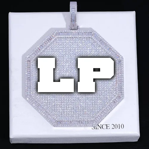 CUSTOM LETTER NECKLACE 3D BIG OCTAGON sold by The GUU Shop