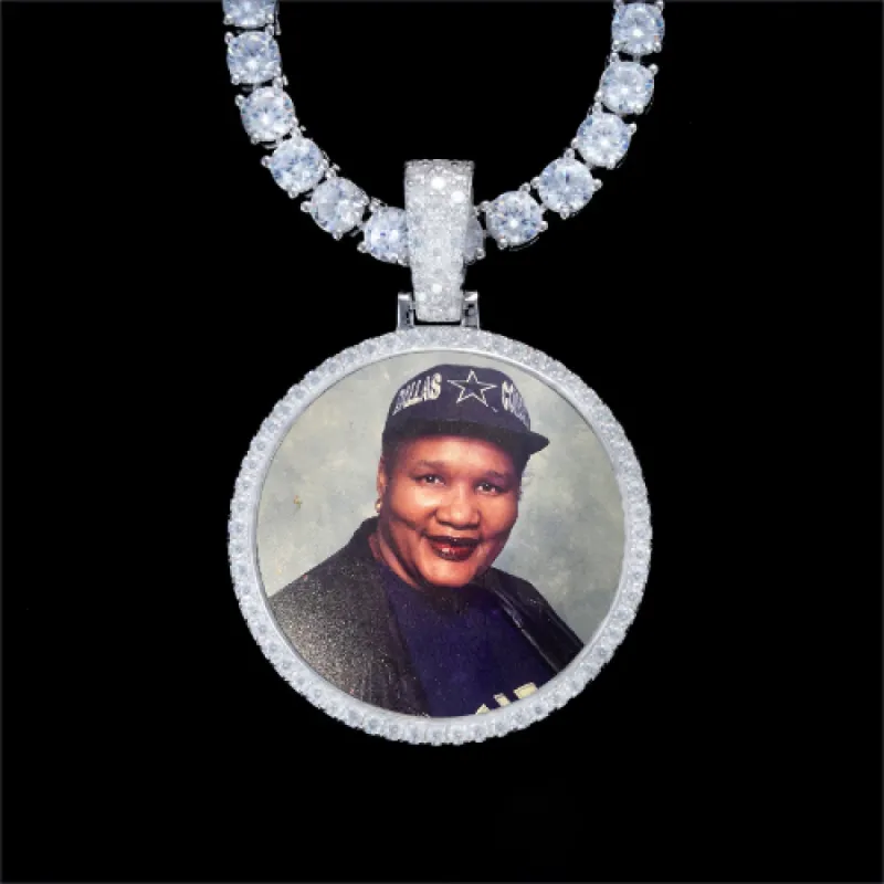 925S & VVS Moissanite 3D Circle Custom Picture Pendant sold by The GUU Shop