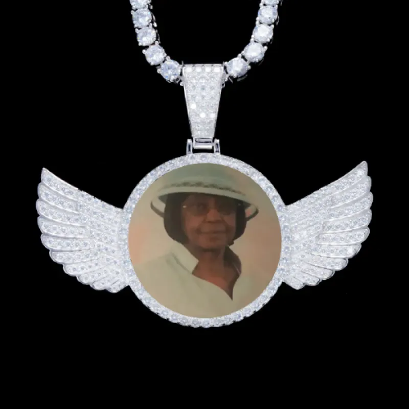 925S & VVS Moissanite 3D Wing Custom Picture Pendant sold by The GUU Shop