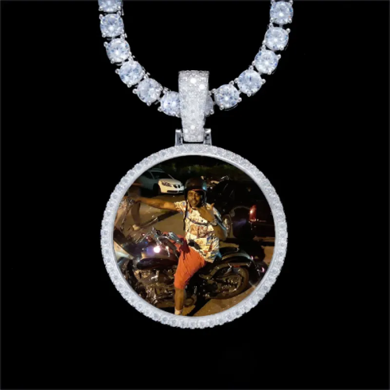925S & VVS Moissanite 3D Circle Custom Picture Pendant sold by The GUU Shop