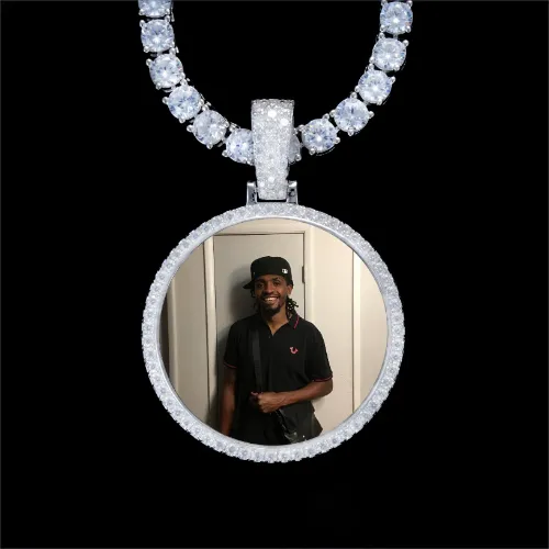 925S & VVS Moissanite 3D Circle Custom Picture Pendant sold by The GUU Shop