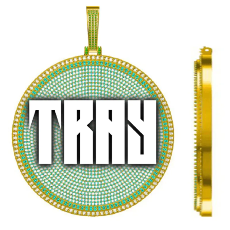 CUSTOM LETTER NECKLACE 3D BIG DISC sold by The GUU Shop