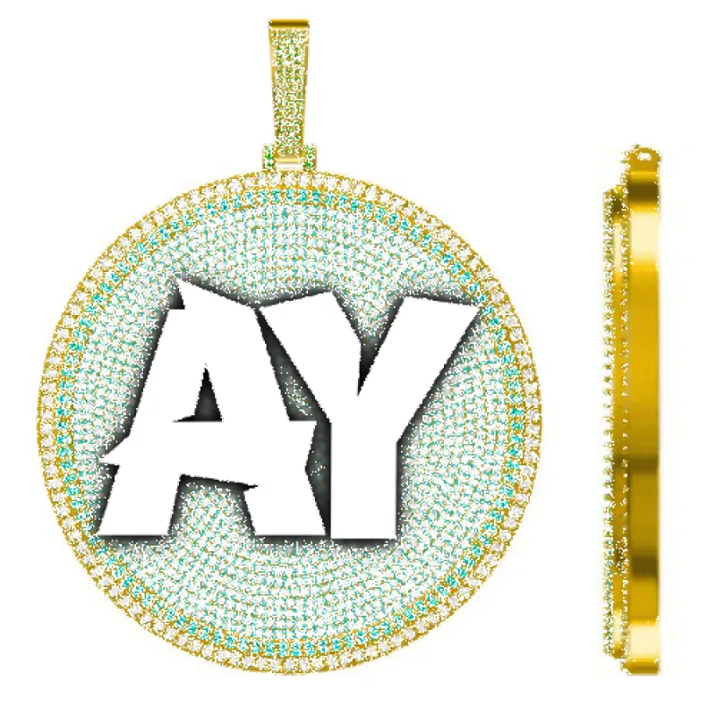 CUSTOM LETTER NECKLACE 3D BIG DISC sold by The GUU Shop