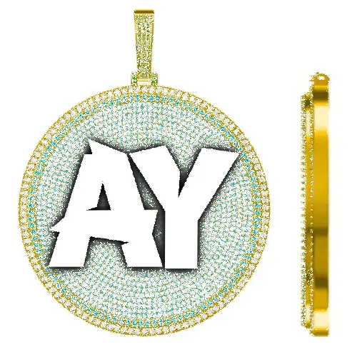 CUSTOM LETTER NECKLACE 3D BIG DISC sold by The GUU Shop