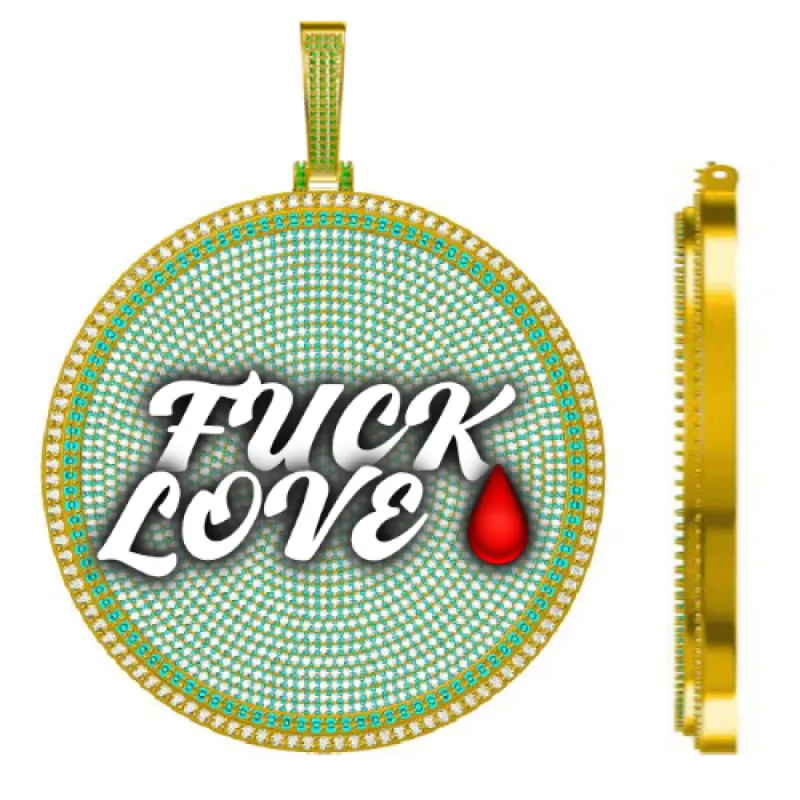 CUSTOM LETTER NECKLACE 3D BIG DISC sold by The GUU Shop