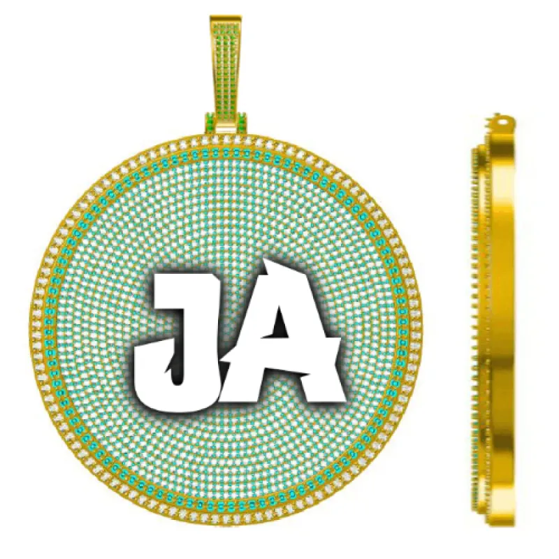 CUSTOM LETTER NECKLACE 3D BIG DISC sold by The GUU Shop