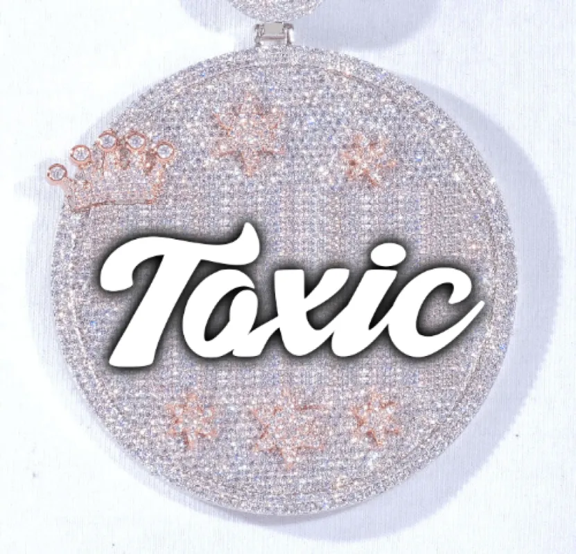 CUSTOM LETTER NECKLACE 3D BIG CROWN DISC sold by The GUU Shop