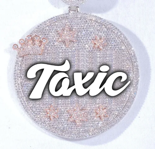 CUSTOM LETTER NECKLACE 3D BIG CROWN DISC sold by The GUU Shop