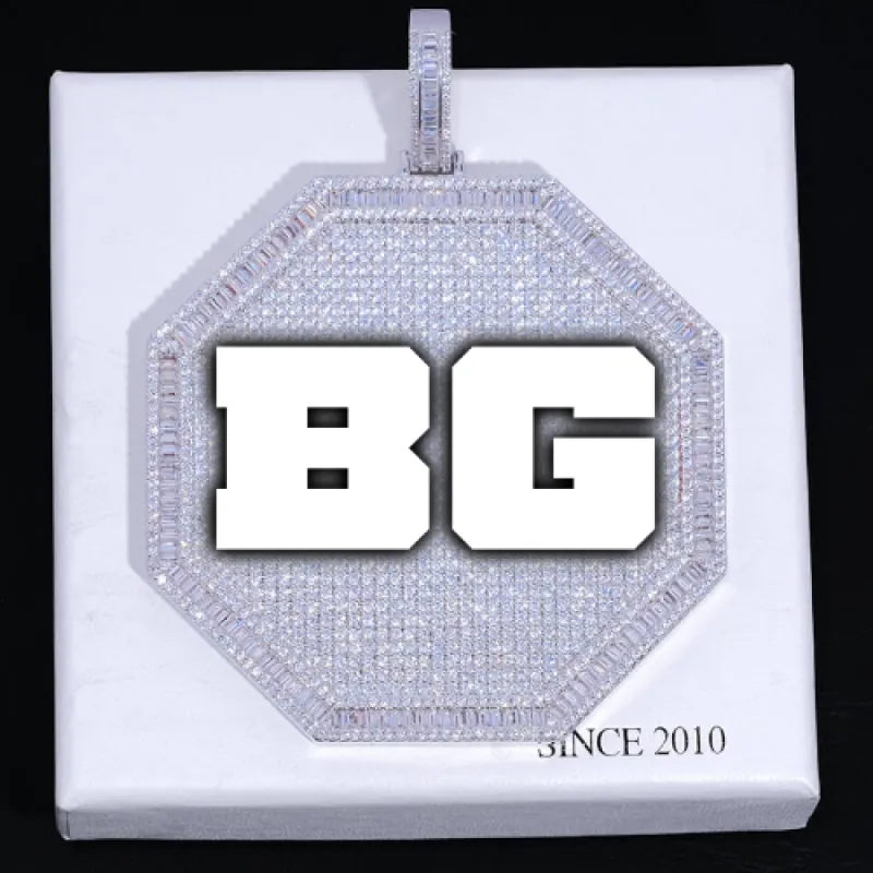 CUSTOM LETTER NECKLACE 3D BIG OCTAGON sold by The GUU Shop