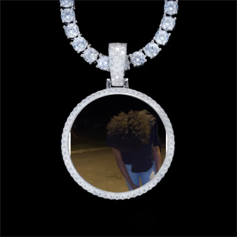 925S & VVS Moissanite 3D Circle Custom Picture Pendant sold by The GUU Shop