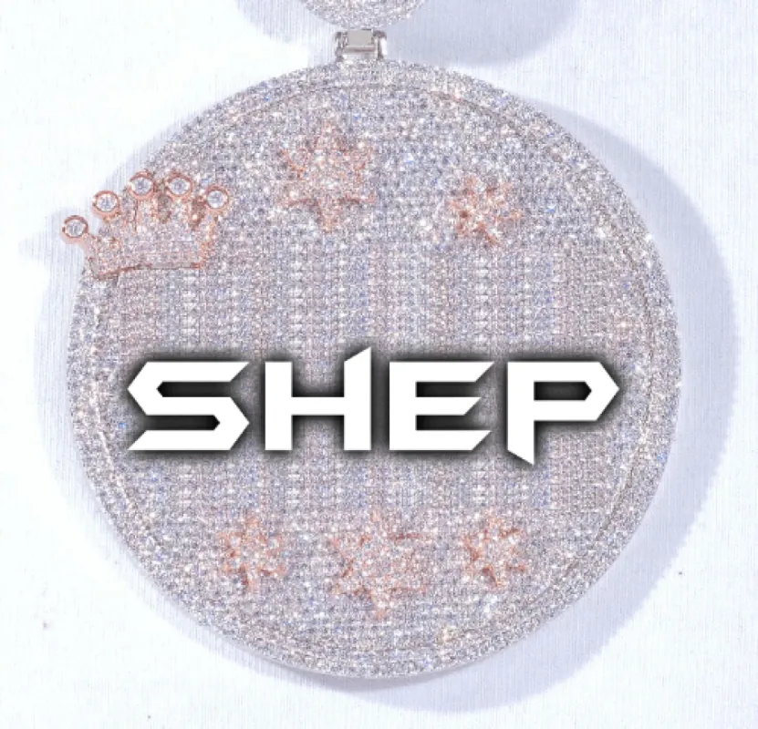 CUSTOM LETTER NECKLACE 3D BIG CROWN DISC sold by The GUU Shop