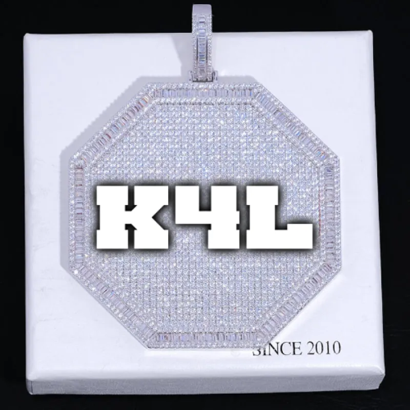 CUSTOM LETTER NECKLACE 3D BIG OCTAGON sold by The GUU Shop