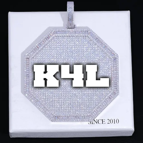 CUSTOM LETTER NECKLACE 3D BIG OCTAGON sold by The GUU Shop