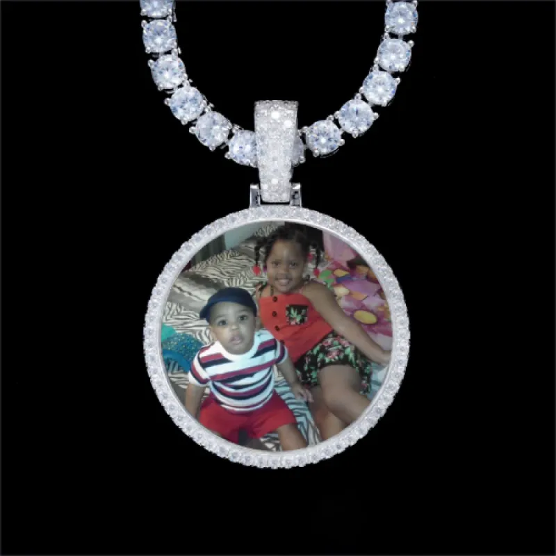 925S & VVS Moissanite 3D Circle Custom Picture Pendant sold by The GUU Shop