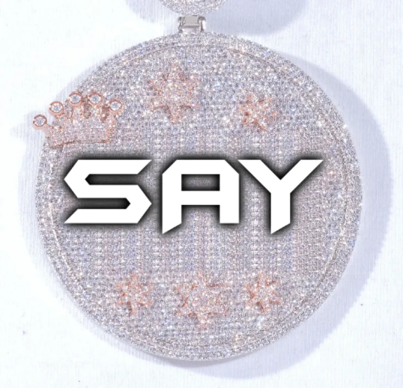 CUSTOM LETTER NECKLACE 3D BIG CROWN DISC sold by The GUU Shop