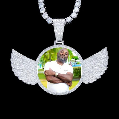 925S & VVS Moissanite 3D Wing Custom Picture Pendant sold by The GUU Shop