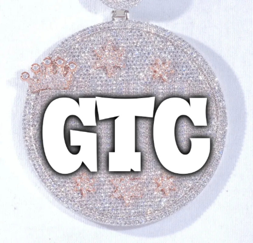 CUSTOM LETTER NECKLACE 3D BIG CROWN DISC sold by The GUU Shop