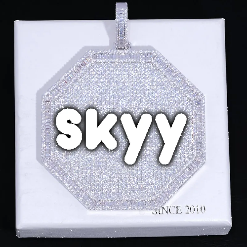 CUSTOM LETTER NECKLACE 3D BIG OCTAGON sold by The GUU Shop