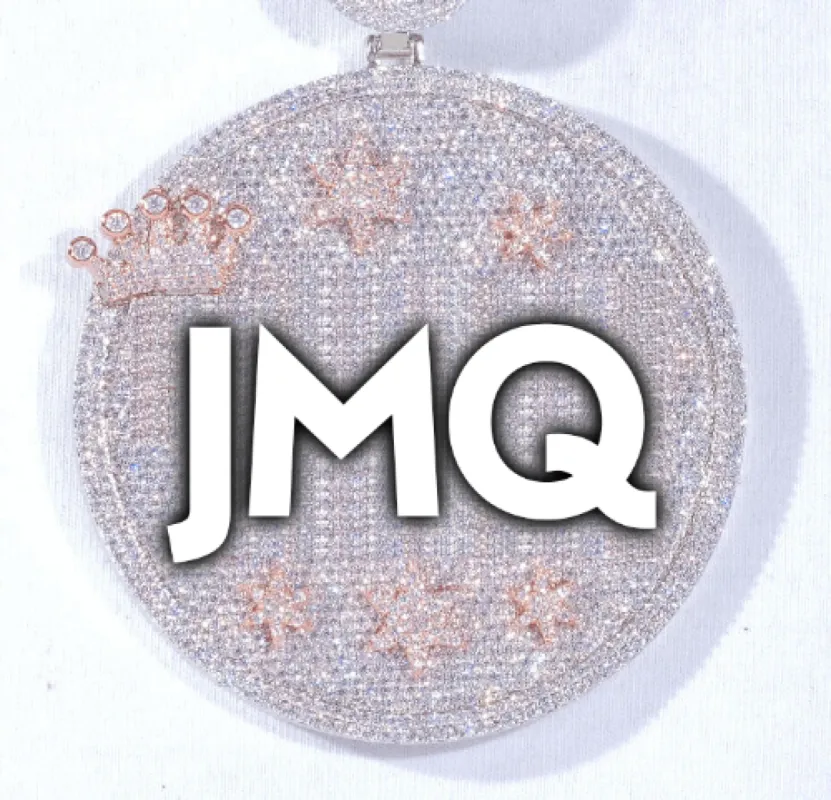 CUSTOM LETTER NECKLACE 3D BIG CROWN DISC sold by The GUU Shop
