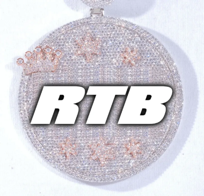 CUSTOM LETTER NECKLACE 3D BIG CROWN DISC sold by The GUU Shop