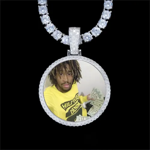 925S & VVS Moissanite 3D Circle Custom Picture Pendant sold by The GUU Shop