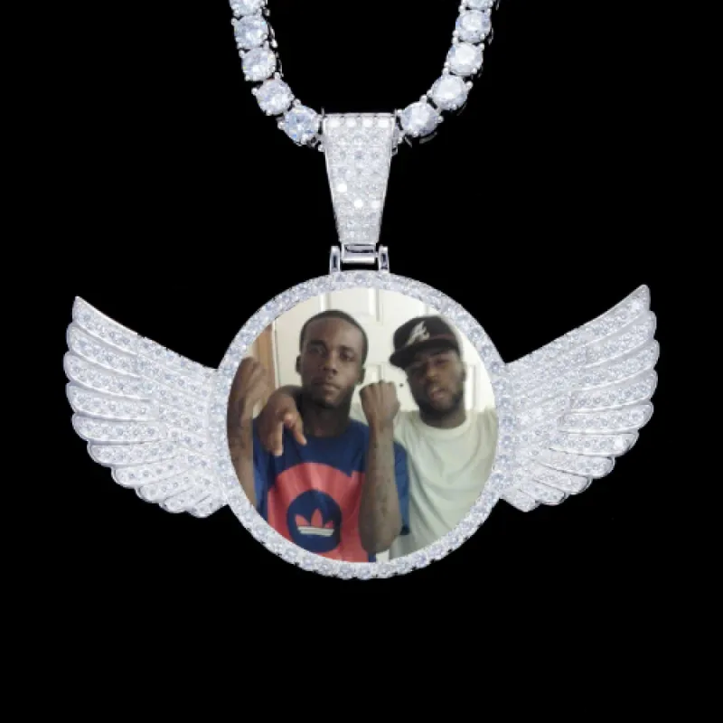 925S & VVS Moissanite 3D Wing Custom Picture Pendant sold by The GUU Shop