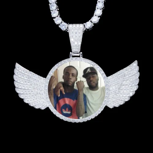 925S & VVS Moissanite 3D Wing Custom Picture Pendant sold by The GUU Shop