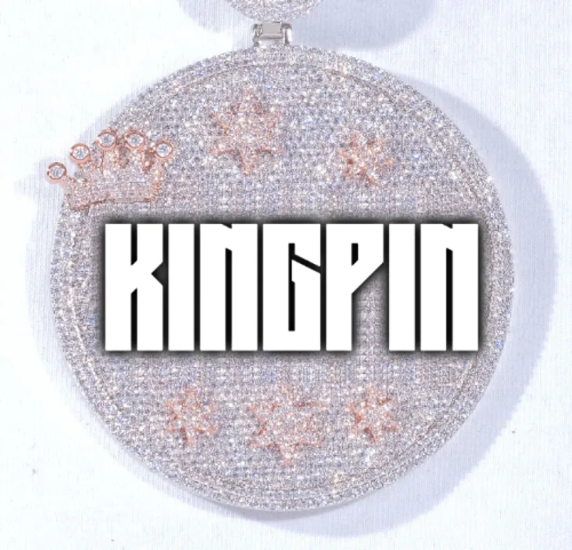 CUSTOM LETTER NECKLACE 3D BIG CROWN DISC sold by The GUU Shop