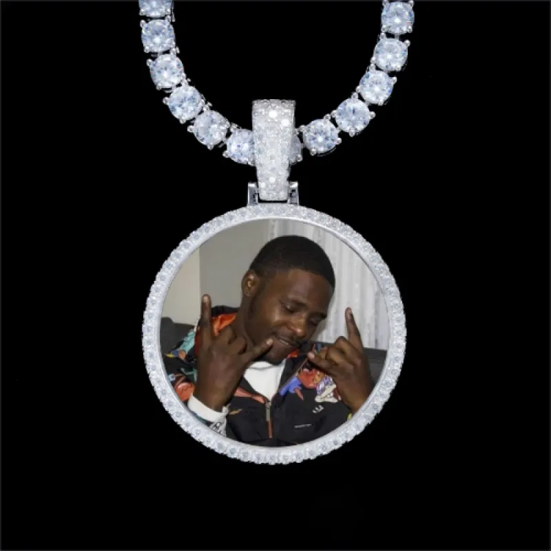 925S & VVS Moissanite 3D Circle Custom Picture Pendant sold by The GUU Shop