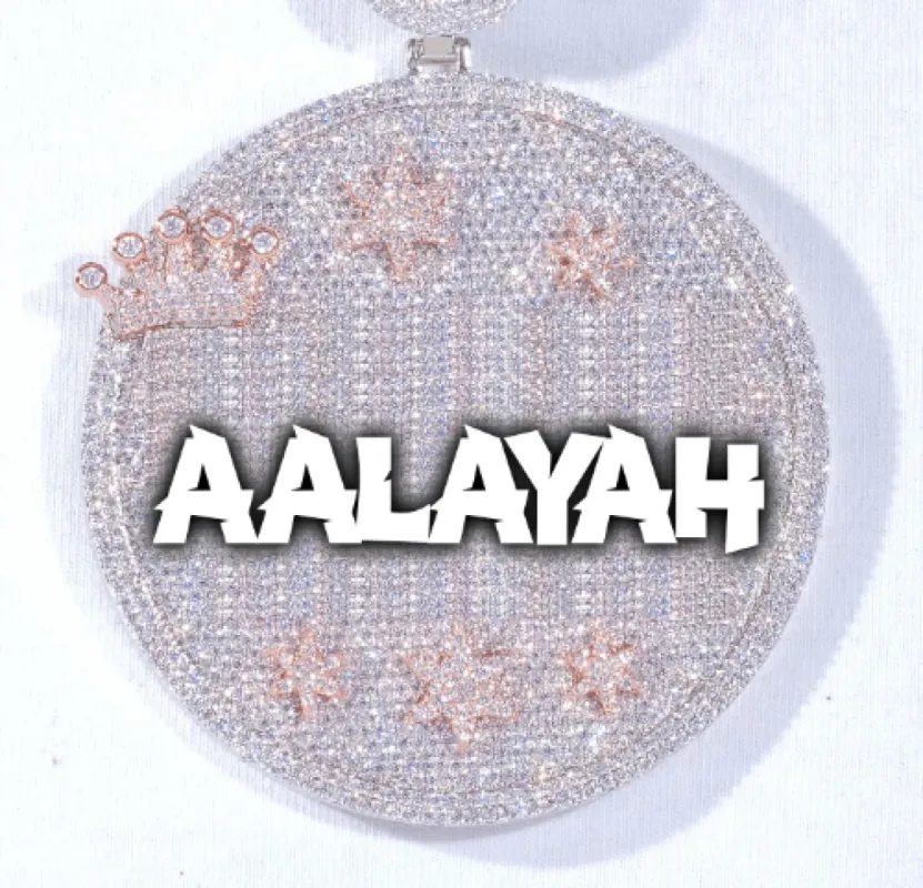 CUSTOM LETTER NECKLACE 3D BIG CROWN DISC sold by The GUU Shop