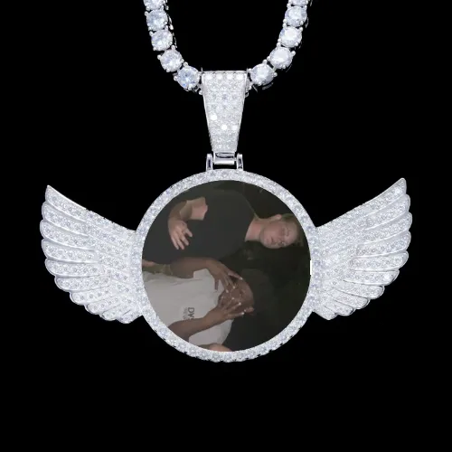 925S & VVS Moissanite 3D Wing Custom Picture Pendant sold by The GUU Shop