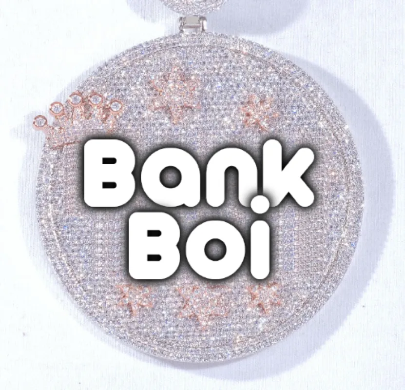 CUSTOM LETTER NECKLACE 3D BIG CROWN DISC sold by The GUU Shop