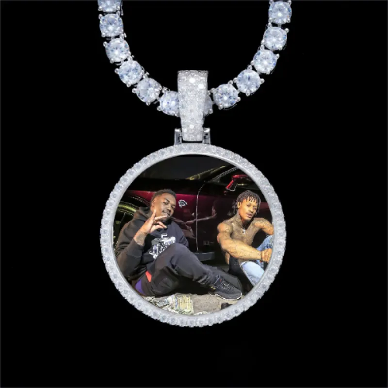 925S & VVS Moissanite 3D Circle Custom Picture Pendant sold by The GUU Shop