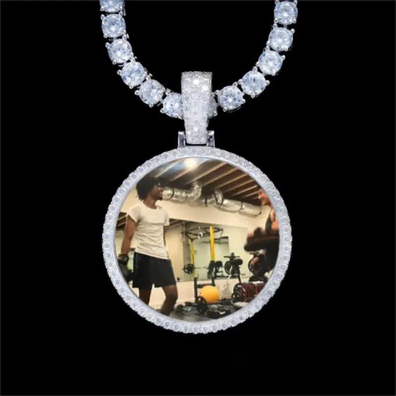 925S & VVS Moissanite 3D Circle Custom Picture Pendant sold by The GUU Shop