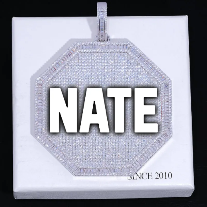 CUSTOM LETTER NECKLACE 3D BIG OCTAGON sold by The GUU Shop