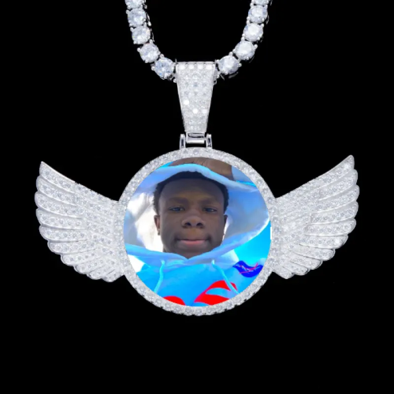 925S & VVS Moissanite 3D Wing Custom Picture Pendant sold by The GUU Shop