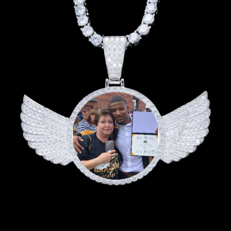925S & VVS Moissanite 3D Wing Custom Picture Pendant sold by The GUU Shop