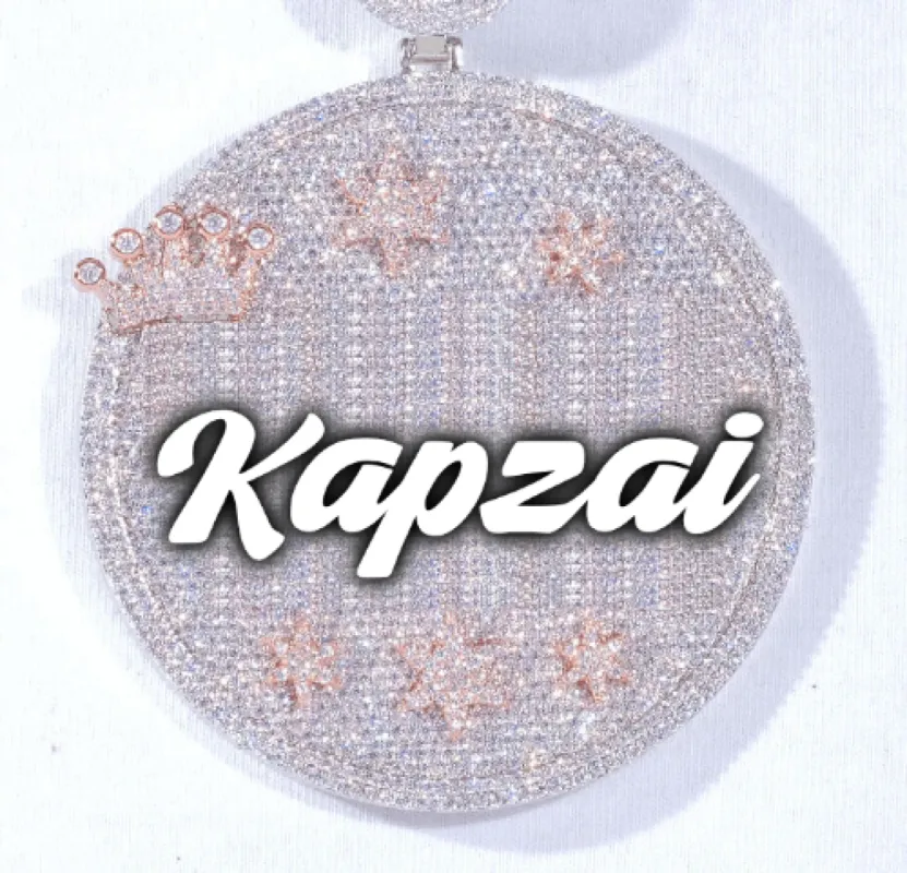 CUSTOM LETTER NECKLACE 3D BIG CROWN DISC sold by The GUU Shop