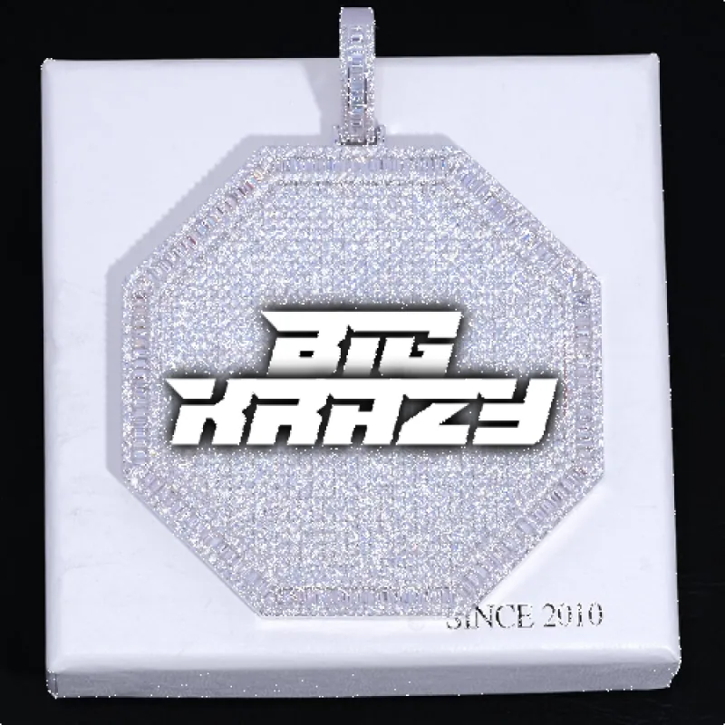 CUSTOM LETTER NECKLACE 3D BIG OCTAGON sold by The GUU Shop