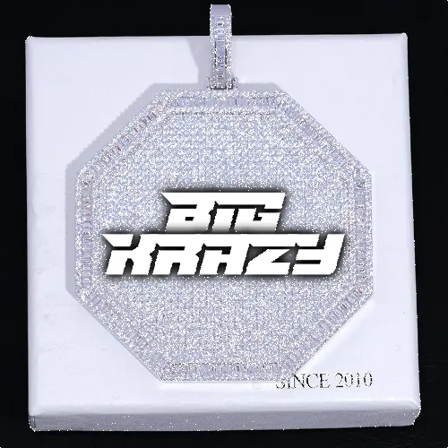 CUSTOM LETTER NECKLACE 3D BIG OCTAGON sold by The GUU Shop