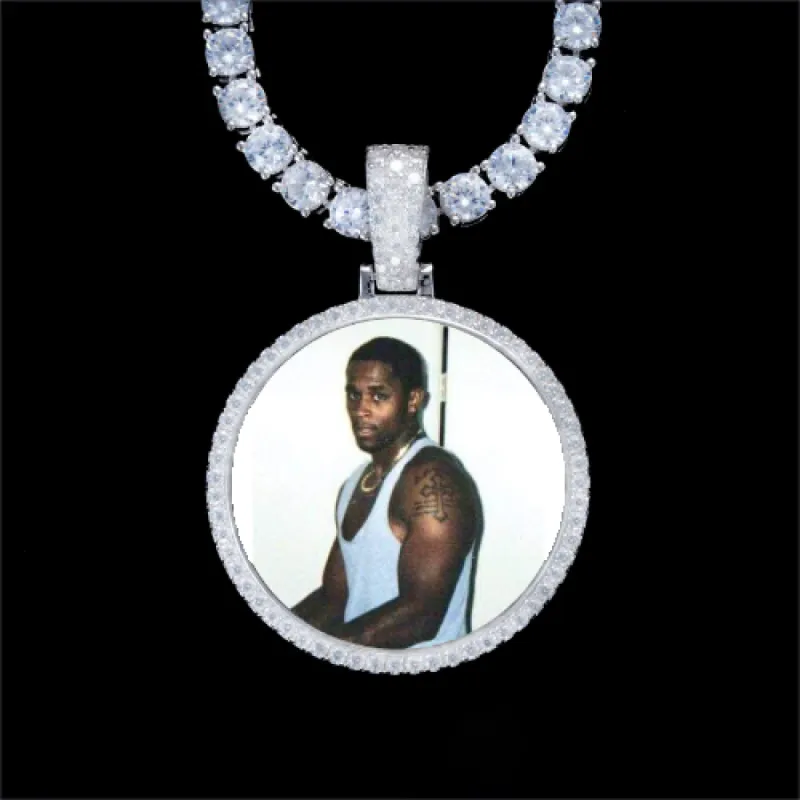 925S & VVS Moissanite 3D Circle Custom Picture Pendant sold by The GUU Shop