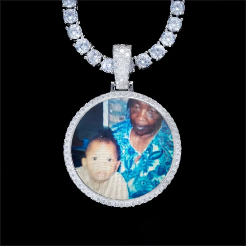 925S & VVS Moissanite 3D Circle Custom Picture Pendant sold by The GUU Shop