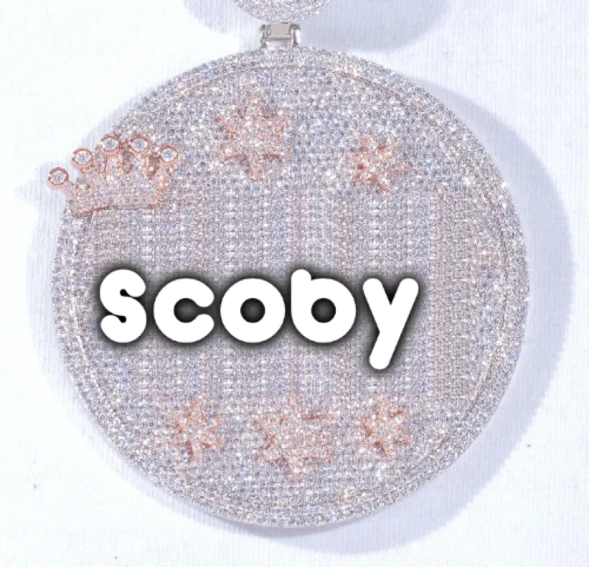 CUSTOM LETTER NECKLACE 3D BIG CROWN DISC sold by The GUU Shop