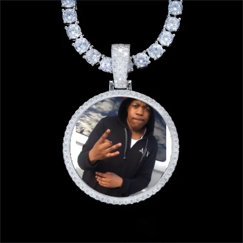 925S & VVS Moissanite 3D Circle Custom Picture Pendant sold by The GUU Shop
