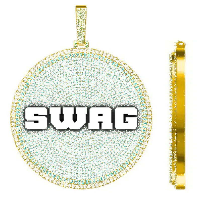 CUSTOM LETTER NECKLACE 3D BIG DISC sold by The GUU Shop