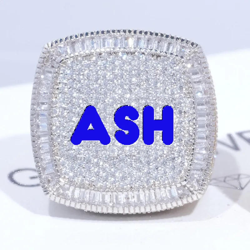 CUSTOM LETTER 3D ICED RING sold by The GUU Shop