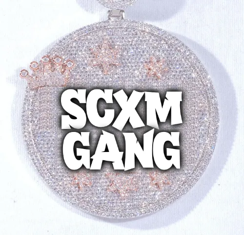 CUSTOM LETTER NECKLACE 3D BIG CROWN DISC sold by The GUU Shop