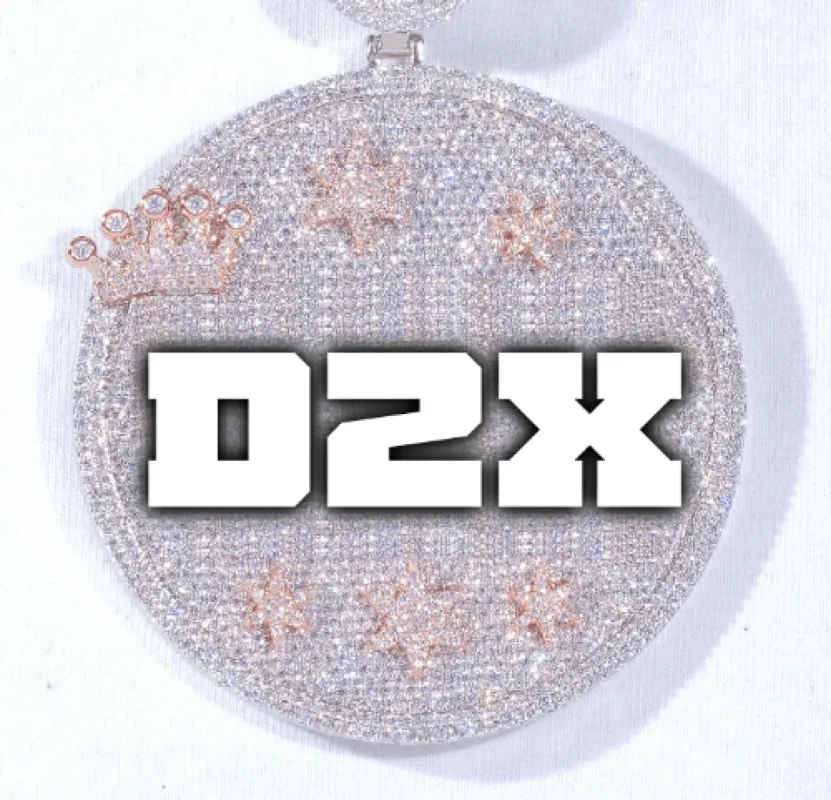 CUSTOM LETTER NECKLACE 3D BIG CROWN DISC sold by The GUU Shop