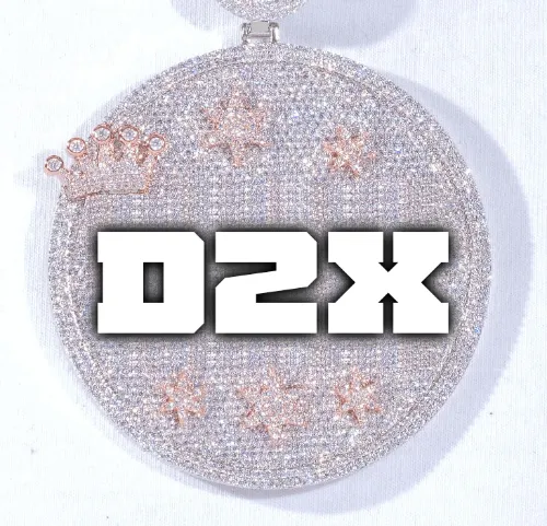 CUSTOM LETTER NECKLACE 3D BIG CROWN DISC sold by The GUU Shop