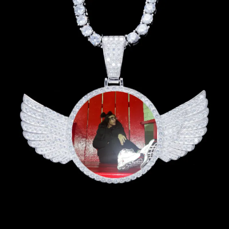 925S & VVS Moissanite 3D Wing Custom Picture Pendant sold by The GUU Shop